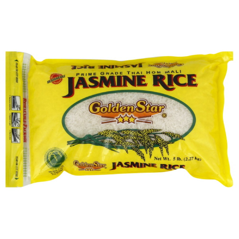 Golden Star Rice, Jasmine, 5-pounds (Pack of3)