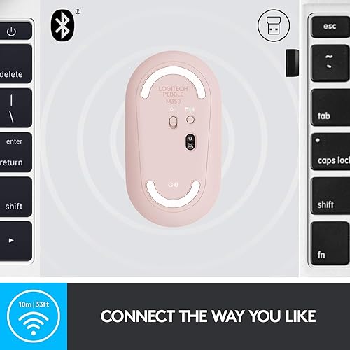 Miniatura 6 de Logitech Pebble M350 - Mouse inalámbrico con Bluetooth o USB, silencioso y delgado con clic silencioso para iPad, laptop, laptop, PC y Mac, rosa