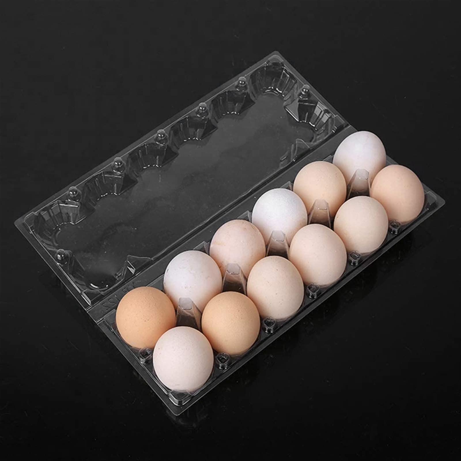 Compartimiento de Huevos para refrigerador Cartones de Huevos de plástico Soporte de Bandeja de Huevos de Pollo Transparente a Granel para pastos Familiares