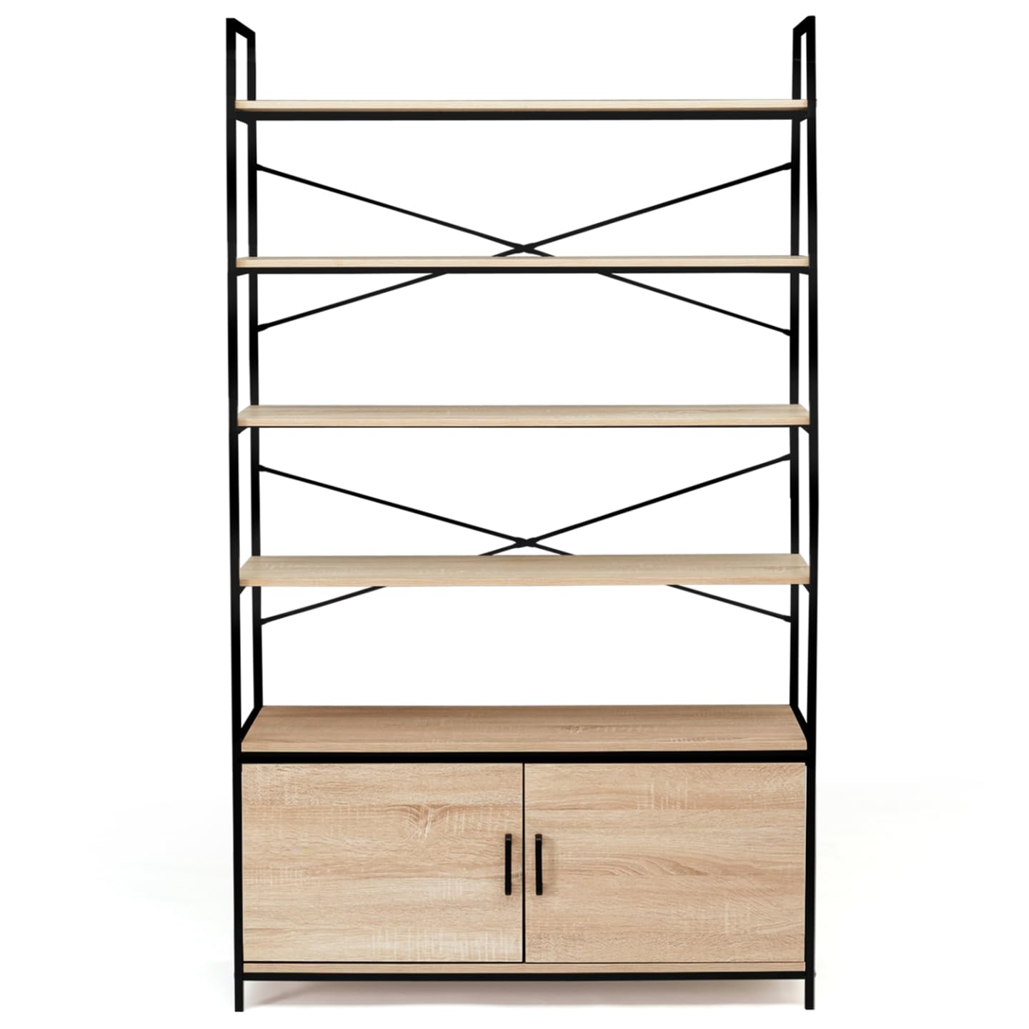 IDMarket - Estantería XL de 5 niveles con armario Detroit Design Industrial 170 cm