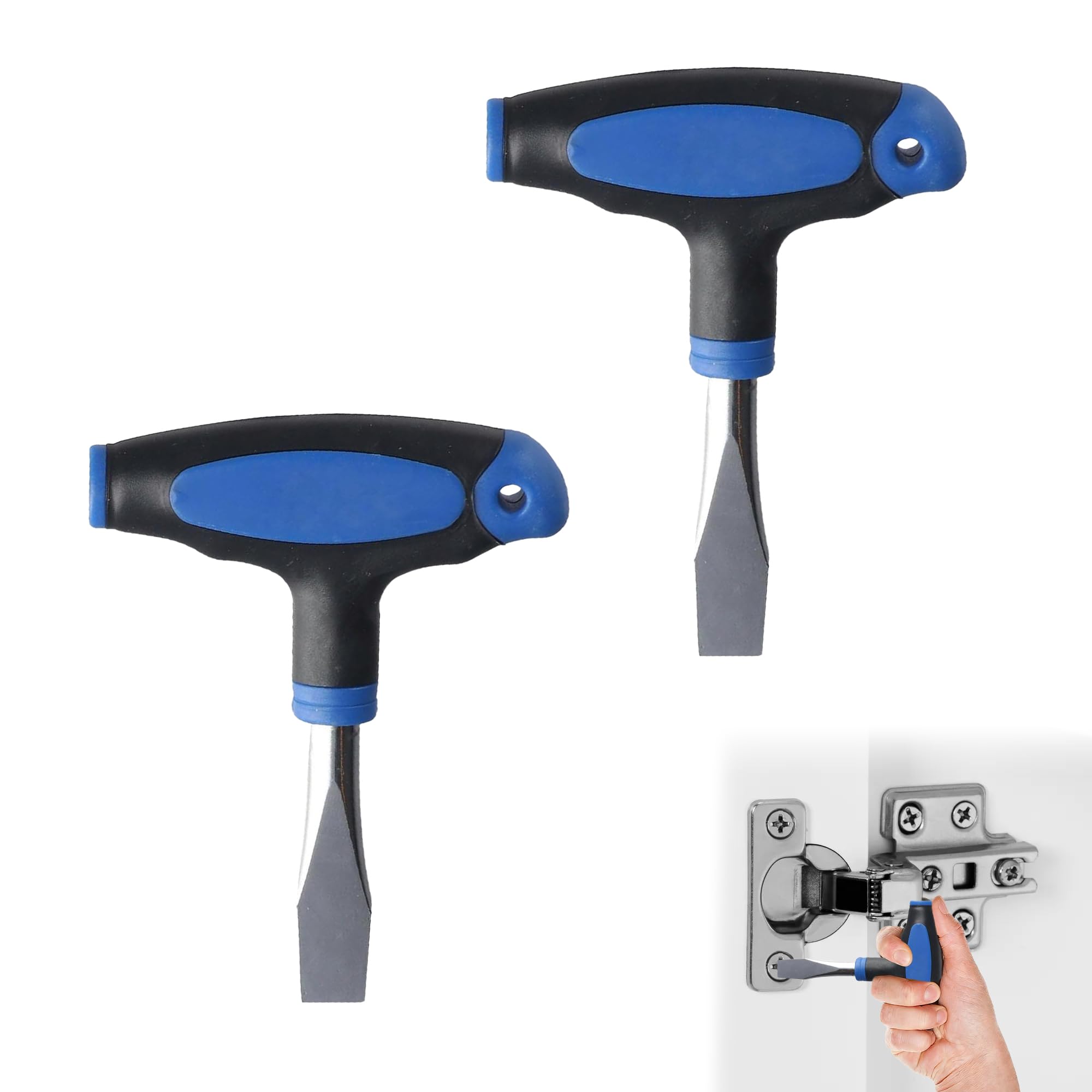 2PCS Large Flat Head Screwdriver Blue