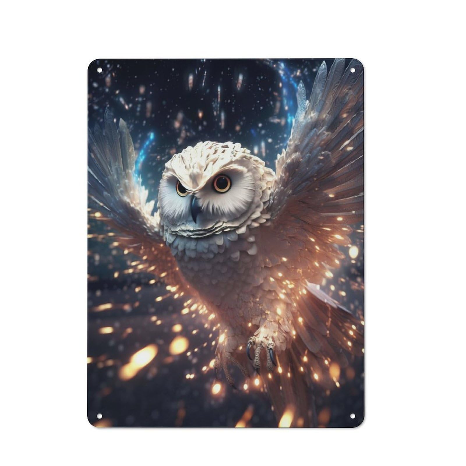Junmoney Glowing Snowy Owl Metal Sign 40X30cm With For Home Bar Wall, Rustic Decor, For Collectors Decorating Home Bars And Entertaining Spaces