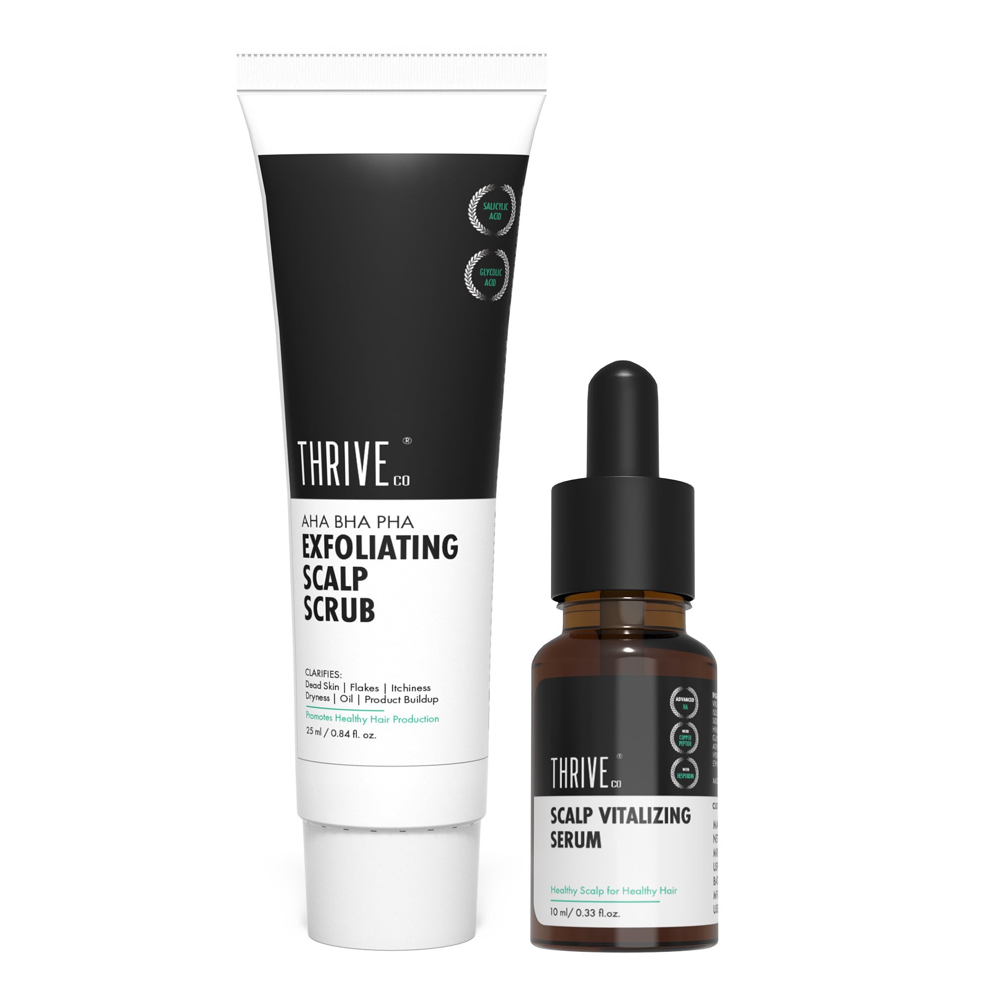 ThriveCo Scalp Care Kit | AHA BHA PHA Exfoliating Scalp Scrub (25ml) & Scalp Vitalizing Serum (10ml) | Promotes Hair Growth, Clears Dandruff, Dead Skin, Oil & Product Buildup | Travel-Friendly-image-38