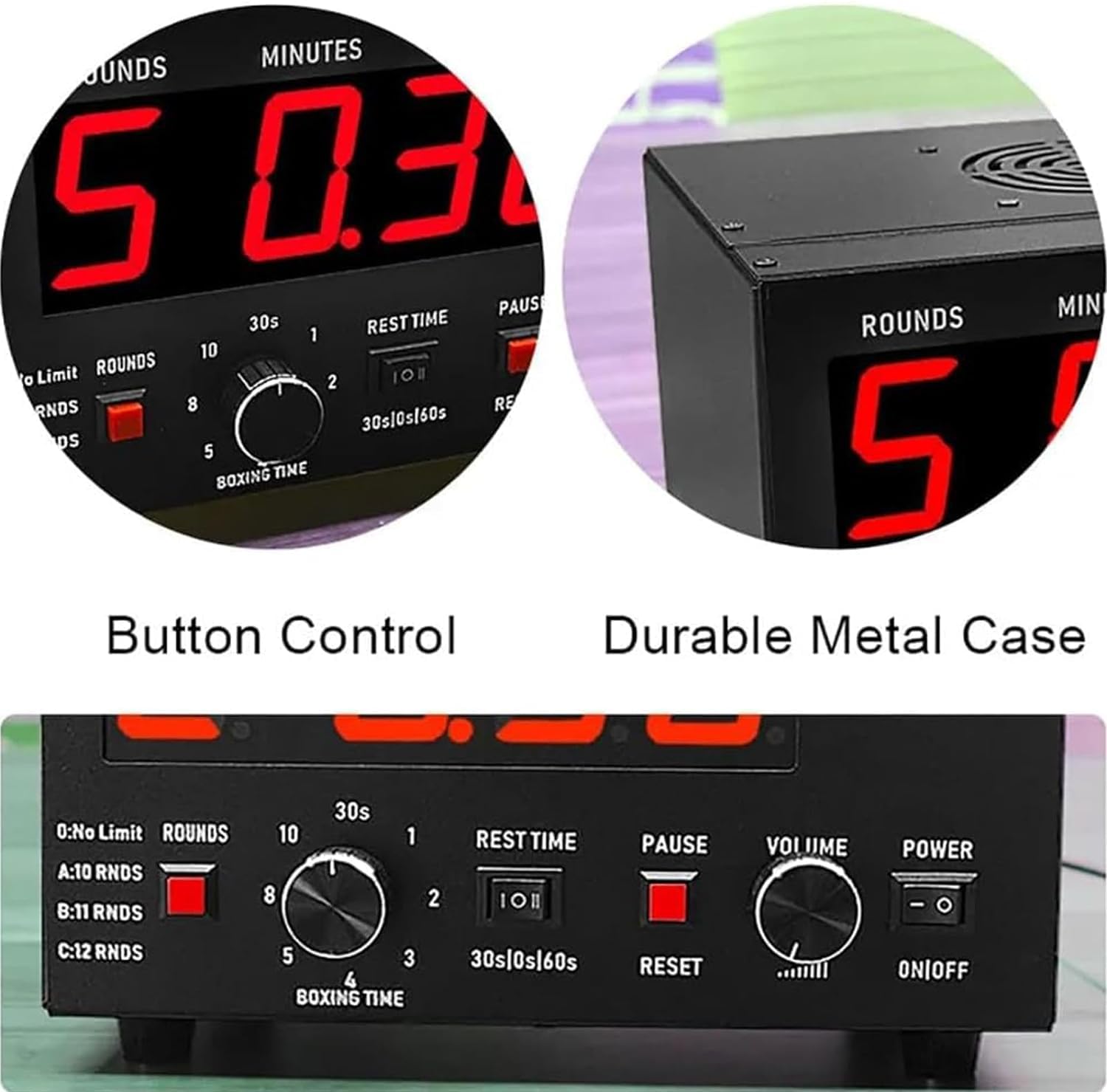 Timer digitale da boxe, timer a intervalli portatile con segnale acustico e display a LED ad alta luminosità, per Muay Thai, MMA, kickboxing e allenamenti