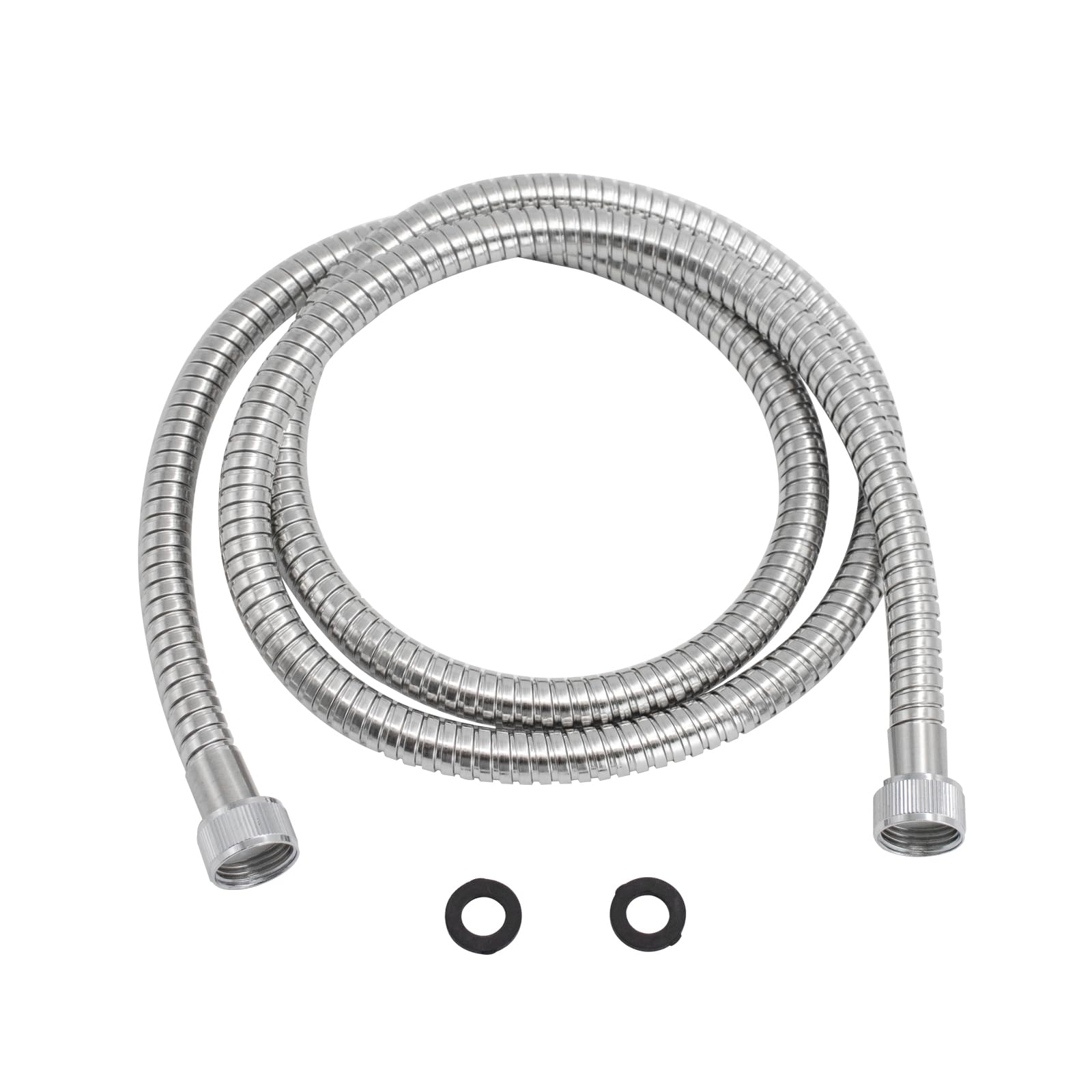 Jassferry Chrome 1.5M(59-Inch) Stainless Steel Shower Hose Anti-Explosion Leakproof Flexible Anti-Kink Replacement With Solid Brass Connector