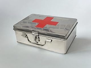 JOWEL Stainless Steel Empty First Aid Box/SS Medicines Storage Peti (8" L x 5" W x 2.75" H)