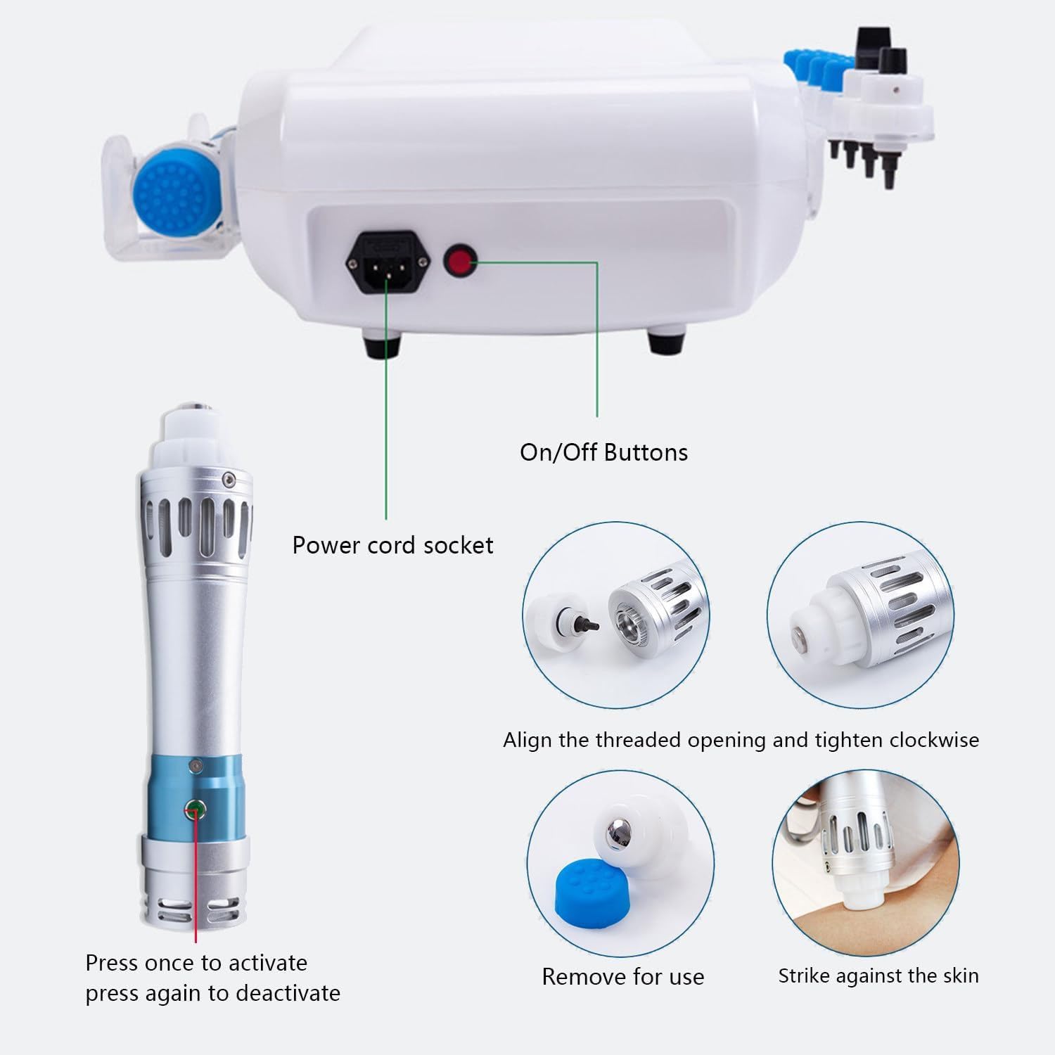 Dispositivo portatile di terapia di Shockwave, macchina di ESWT con 10 teste, 1-16Hz & 50-250mJ per tendinite, sollievo di fascite plantare