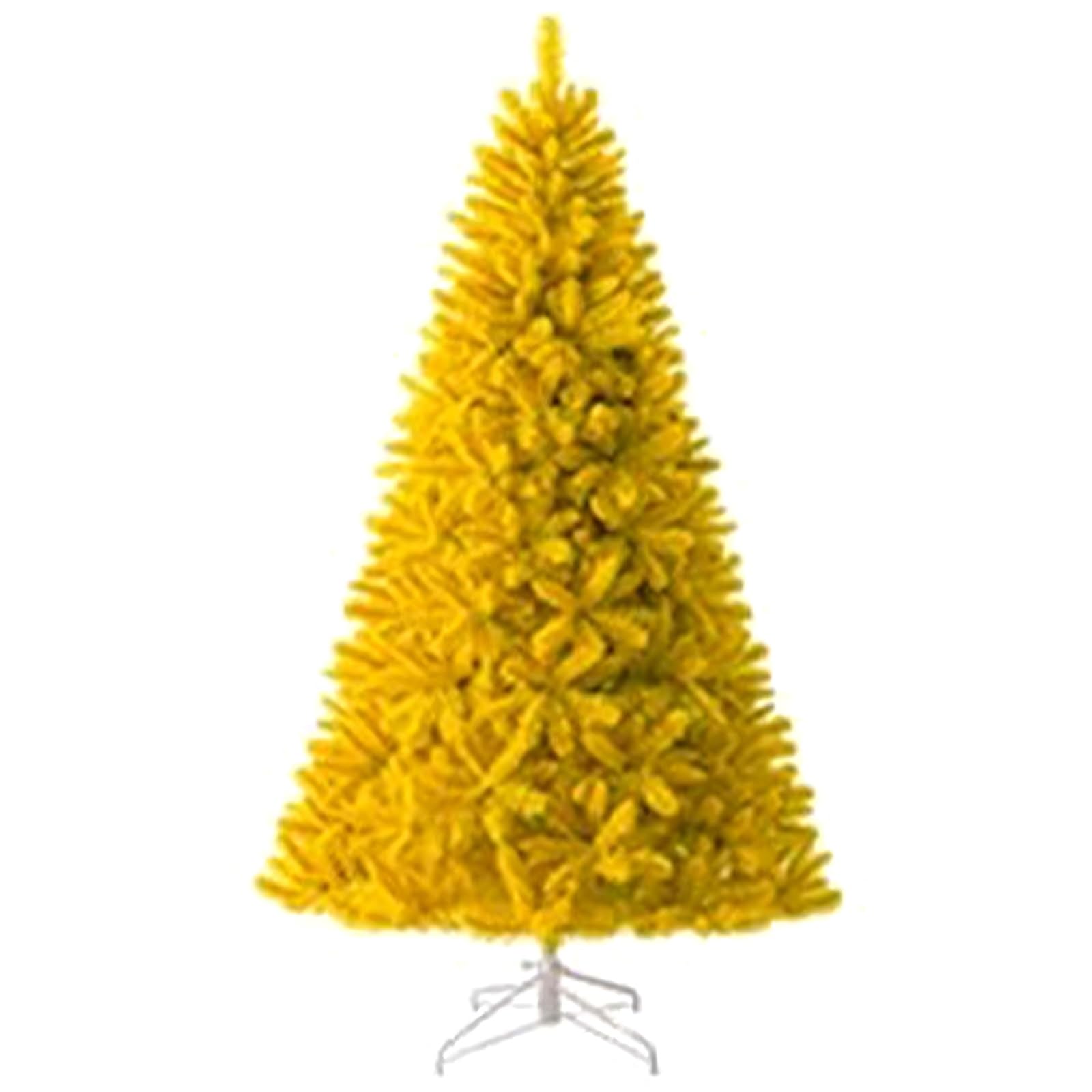 Künstlicher Weihnachtsbaum Weiße 150/180/210/240/300 cm Christbaum Künstlich Wie Echt PVC Zweige und Eisenständer für Einkaufszentren, Häuser, Schulen, Hotels 8 Farben(Yellow,240cm/94.5")