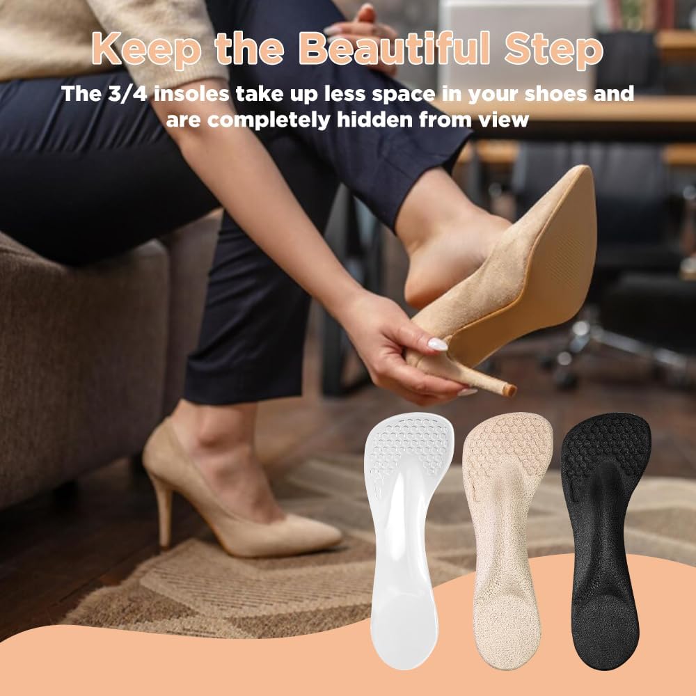 2 Paia Solette In Gel Per Tacchi Alti, Solette Gel Donna, Soletta Scarpe Donna, Supporto Per Arco, Adatto A Scarpe Eleganti, Sandali, Stivali Bassi E Tacchi Alti, Trasparente