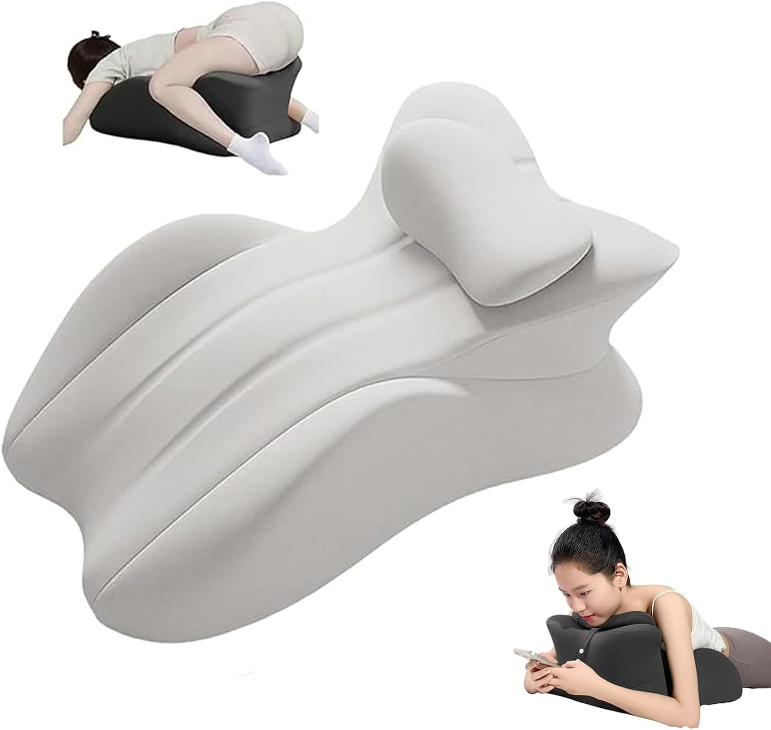 Glenmi Memory Foam Lumbar Support Pillow Ergonomic Streamline Back Support Pillow for Lower Back Pain Relief, Back Pillow for Car, Chair, Couch, Travel(Pink)