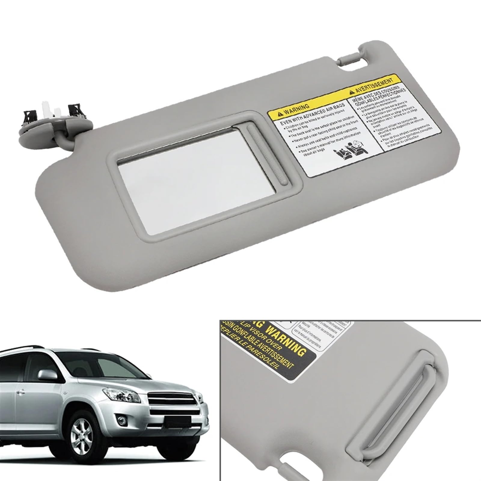 Visiera Parasole Lato Guida Grigia Per Toyota RAV4 2004-2005 – Ricambio 74320-42420-B0 Con Specchio - 4