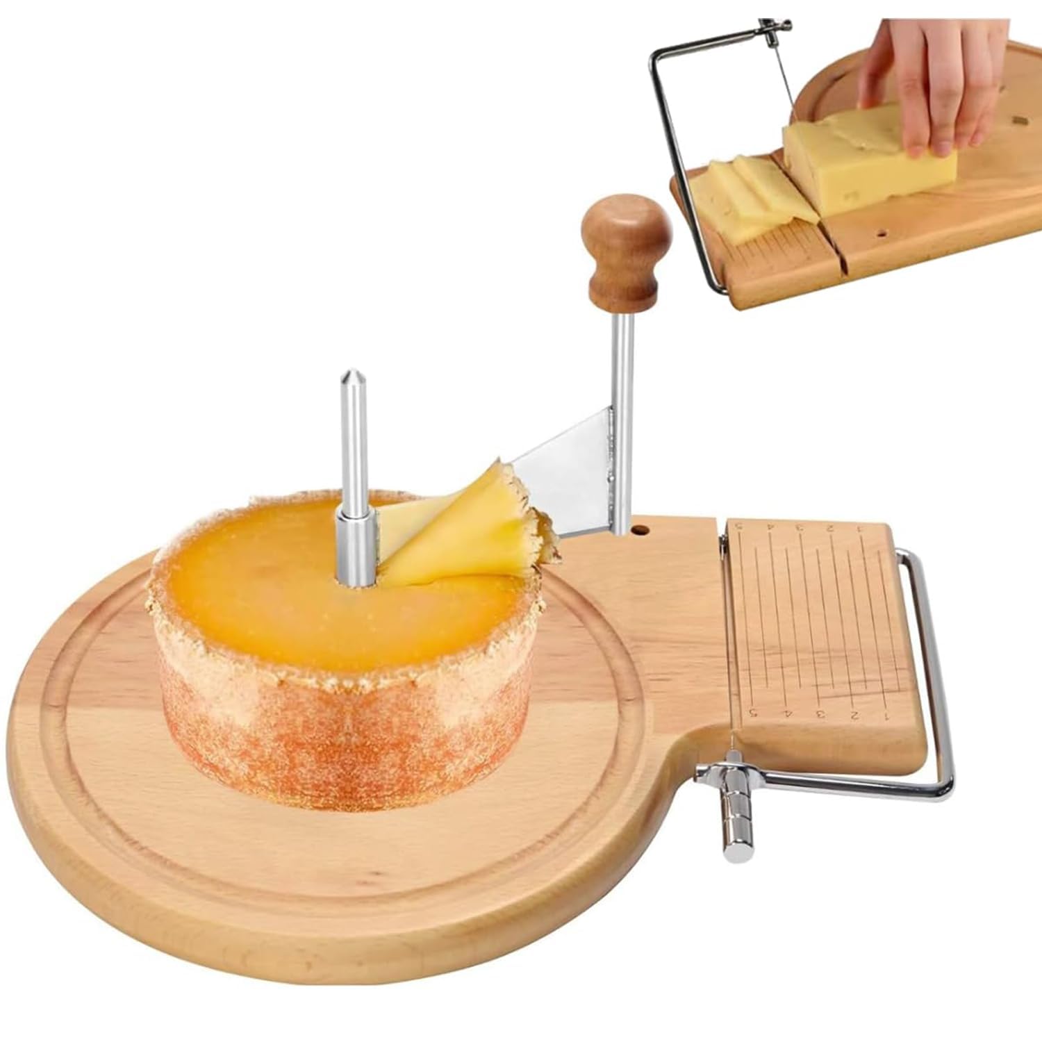 Käse-Lockenwickler & Verstellbarer Hobel, Mehrzweckschneider mit Dickenkontrolle für Hart- und Weichkäse, Inklusive Schokoladenrasierscheibe für Desserts