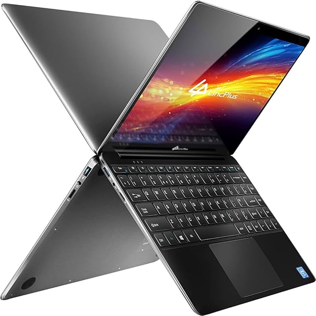 LincPlus P1 13.3" Laptop with Windows 10 S(upgradable to Win11 ), Full HD IPS Notebook Intel Celeron N4020 4GB RAM 64GB eMMC Storage Fanless Quiet Slim Netbook with QWERTY UK