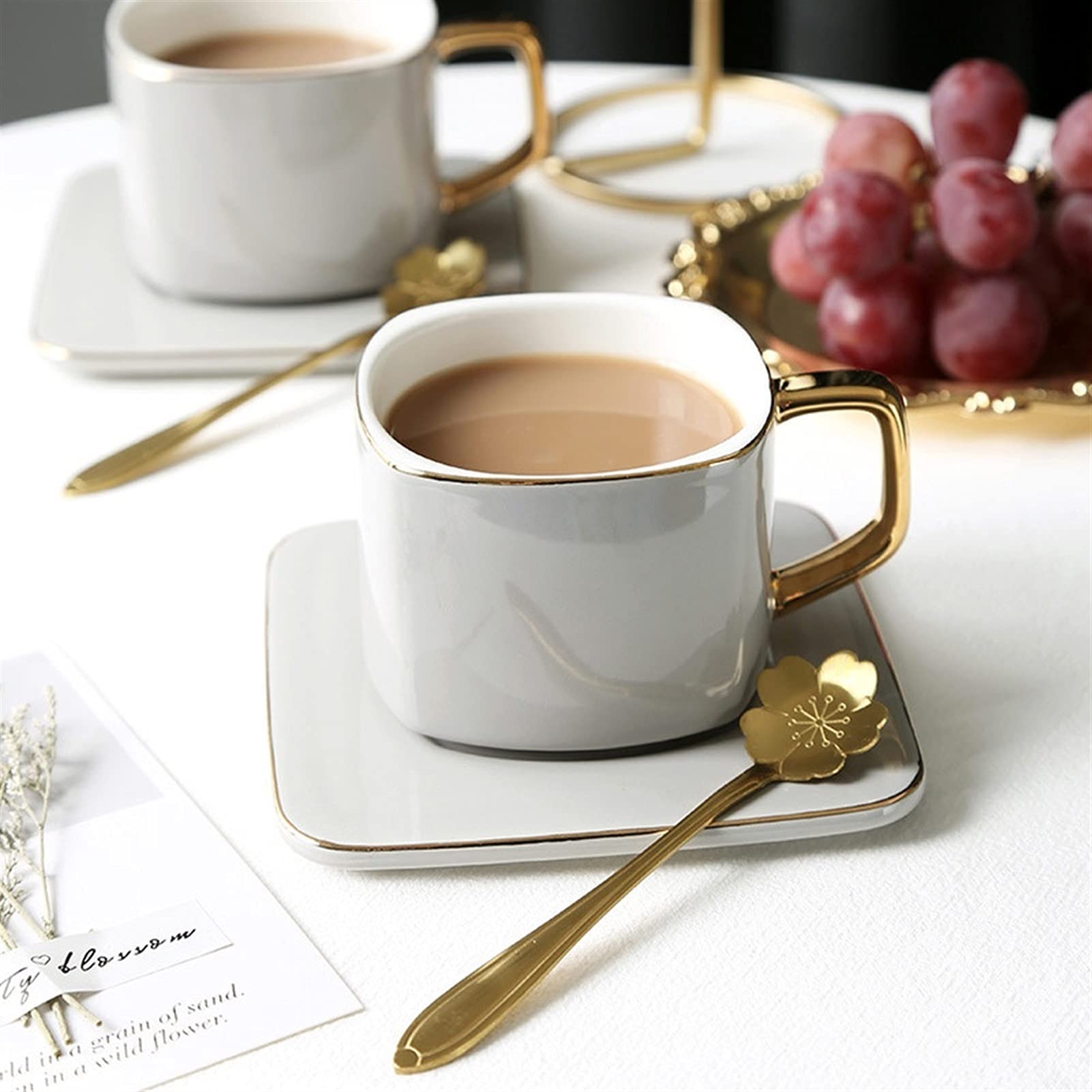 Ceramiczny Zestaw Filiżanek I Spodków Do Kawy I Herbaty Porcelana Nowoczesne Filiżanki Do Espresso Wysokiej Klasy Kubek Do Kawy Ze Spodkiem Zestaw Bardzo Odpowiednie Napoje Napoje