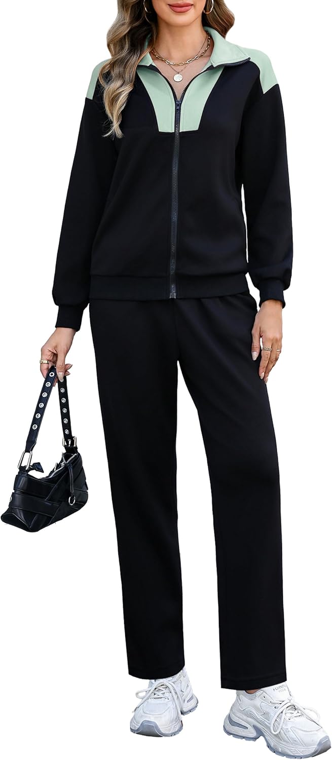 Totatuit Sweatsuits for Women 2 Piece Lounge Outfits Sweatshirt Wide Leg Sweatpant Tracksuit Matching Set