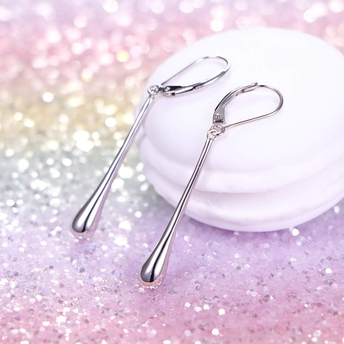 S925 Sterling Silver Vertical Dangle Drop Earrings Gifts for Women Men - Image 4