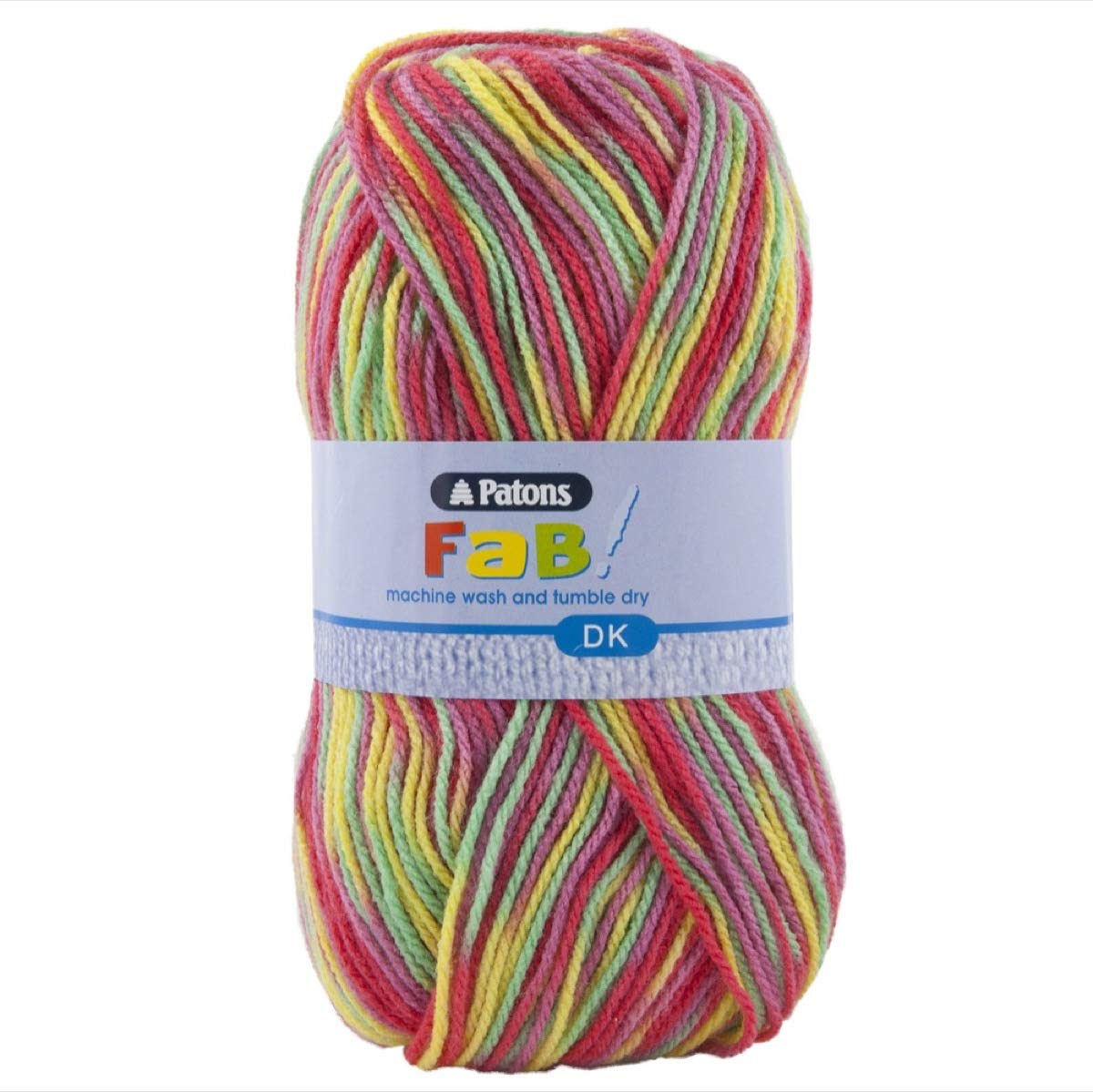 Patons Fab DK Kitting/Crochet Yarn Double Knitting Wool 100g Balls and 100% Acrylic Machine Washable & Tumble Dry Yarn - 44 Colours in The Range - Colour 2344 - Clown - 2 x 100g Balls