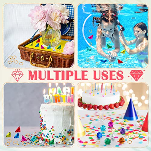 Chalyna 13 Pcs Acrylic Diamond Gems Alloy Gold Round Ring Set, Gold Rings Diamond Gemstone Jewelry ring with Gift Bag for Halloween Pirate Party Favor3