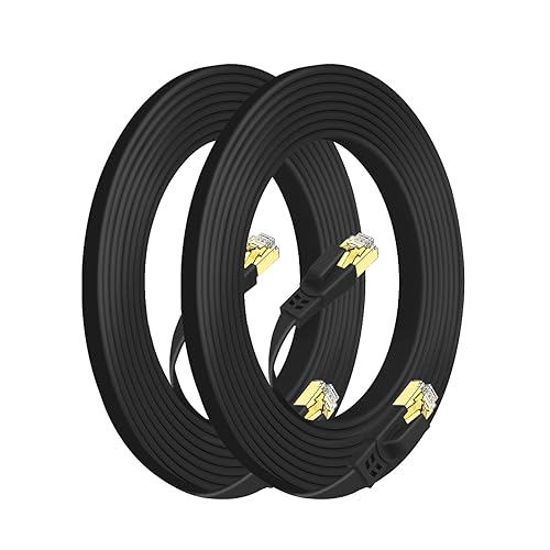 Miniatura 12 de Cable Ethernet Cat8 de 15 pies a 40 Gbps 2000 MHz, cable LAN de alta velocidad con conectores chapados en oro blindados para uso en interiores y