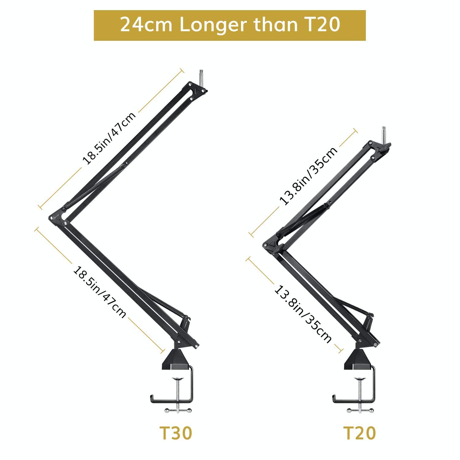 Microphone Stand Extension Arm, TONOR Studio Suspension Scissor Boom Arm with Pop Filter, 3/8