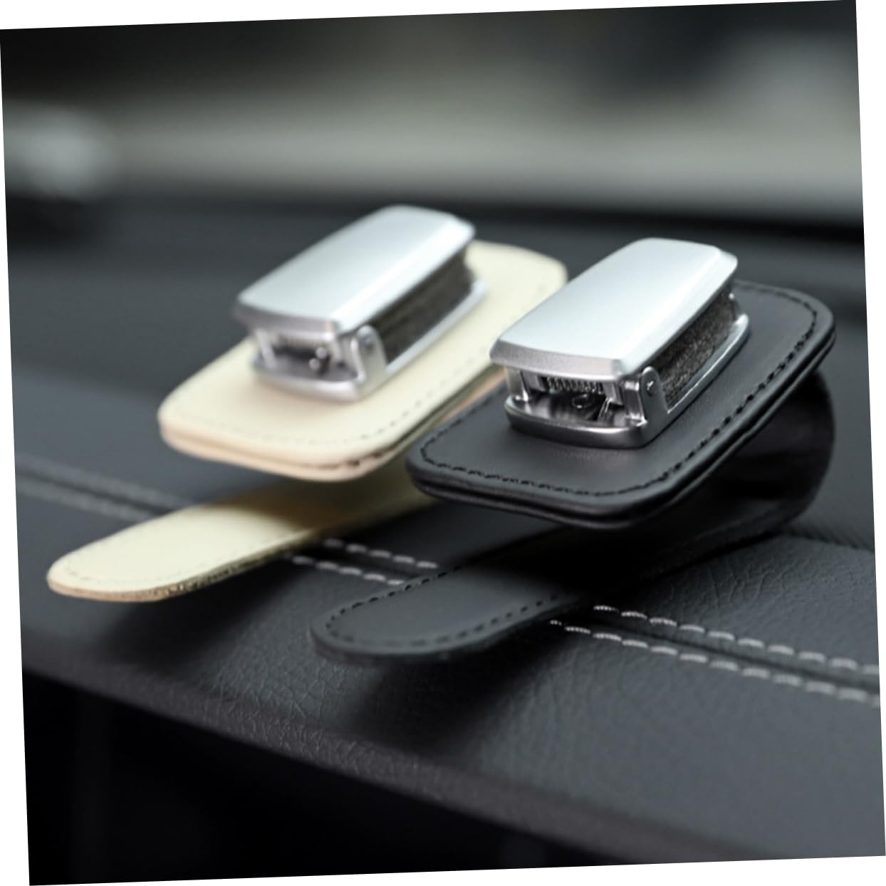 Gatuida 3piezas Soporte De Gafas para Coche De Piel Premium Clip para Parasoles y Tarjetas Organizador De Gafas De Sol Compacto y Fácil De Instalar