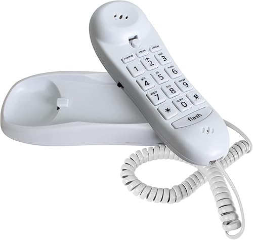 Slimline teléfono para pared o computadora con memoria, Blanco