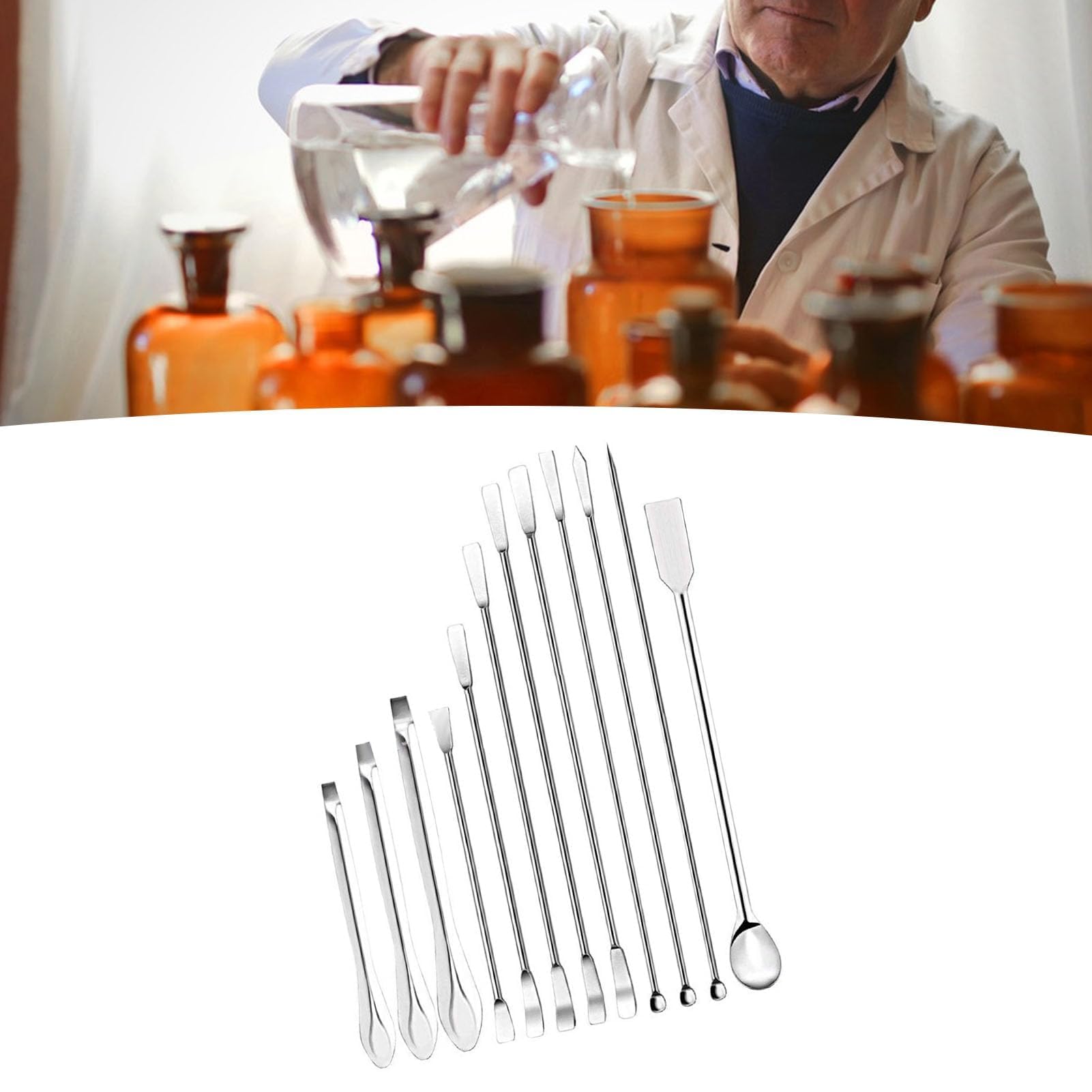 12 Stück Laborspatel, Reagenzlöffel mit Feinem Griff, Probenahmeschaufel aus Edelstahl 304 für Pharmazeutische Labore