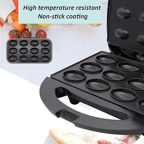 Miniatura 4 de Máquina eléctrica para hacer pasteles de nueces, alta capacidad para 24, máquina para hornear sándwich de pan de nueces, sartén para tostadora,