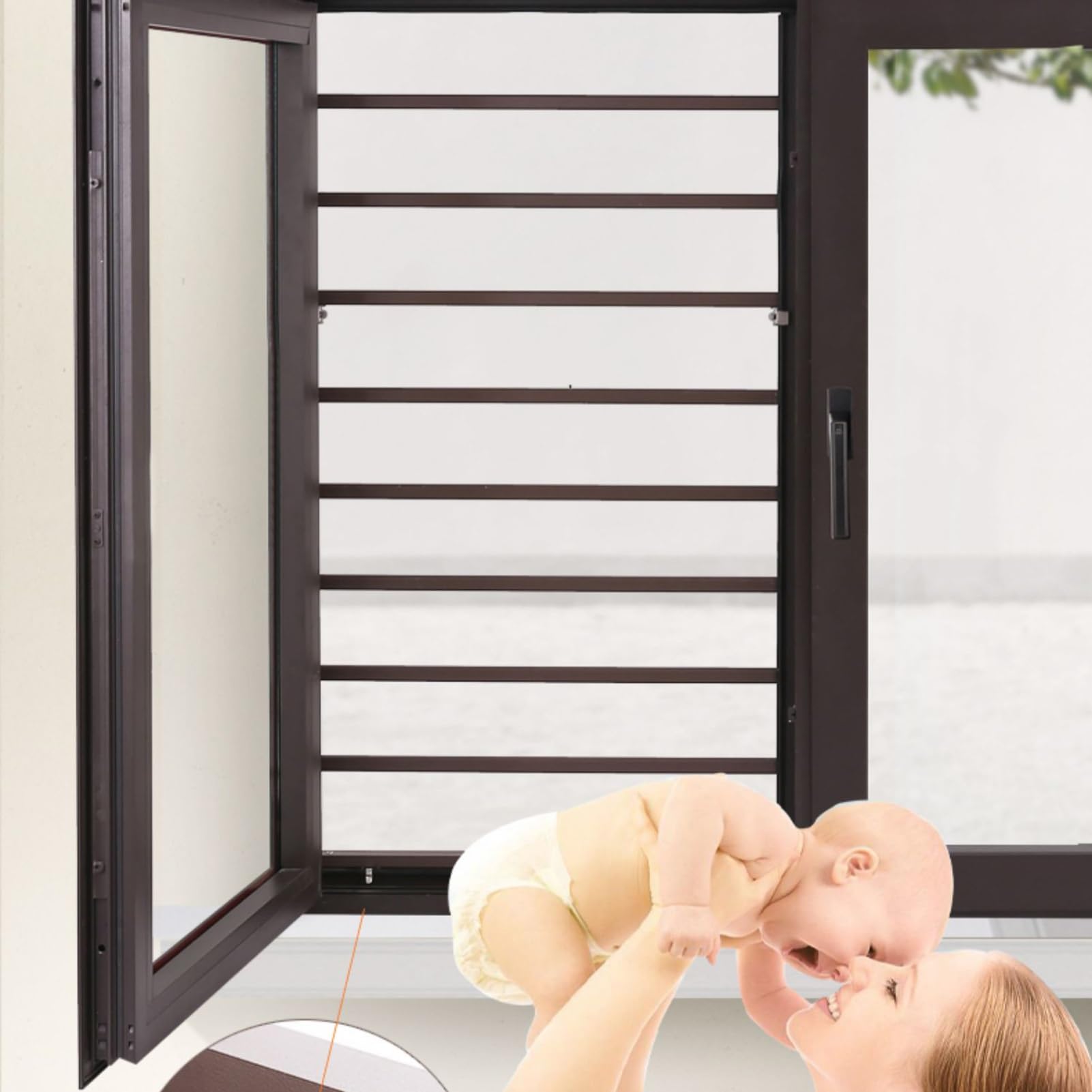 Protectores de seguridad para ventanas, barras ajustables para prevención de caídas infantiles para el hogar y la sala de estar