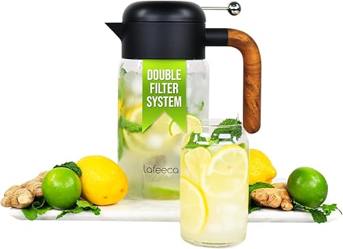 LAFEECA Cafetera de café frío Cafetera de té helado con tapa hermética jarra Tritan 2 litros 68 oz Azul Mirage