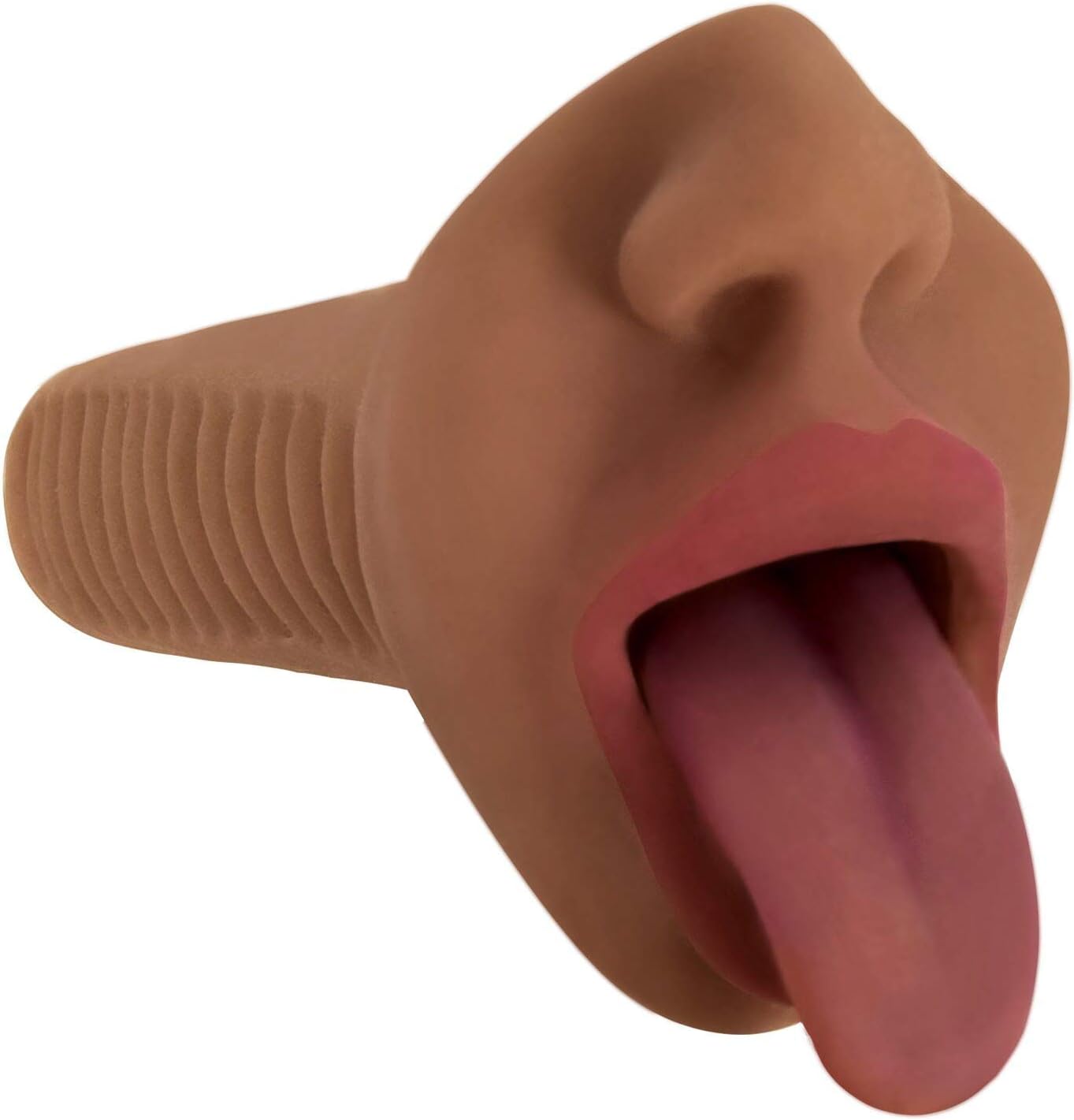CURVE TOYS Mistress Mercedes Vibrating Mouth Stroker- Brown