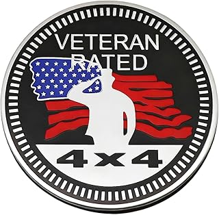 Durable 4x4 3D Metal Round 'Veteran Rated' Car Badge Emblem