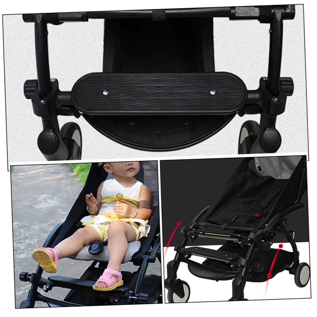 Reposapiés Extensible para Cochecito de Ñiño, Accesorio Negro