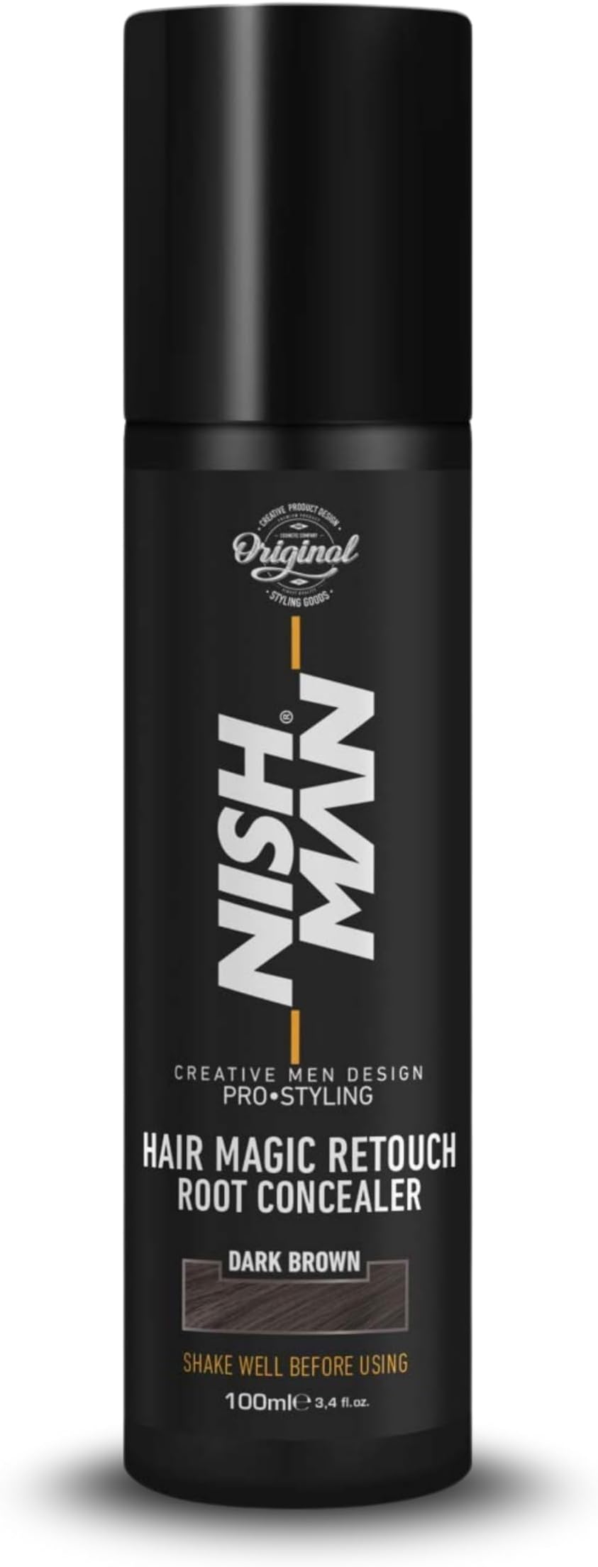 NISHMAN Hair Magic Retouch Concealer Spray for Beard and Hairlines - Black 100 ml (Dark Brown)