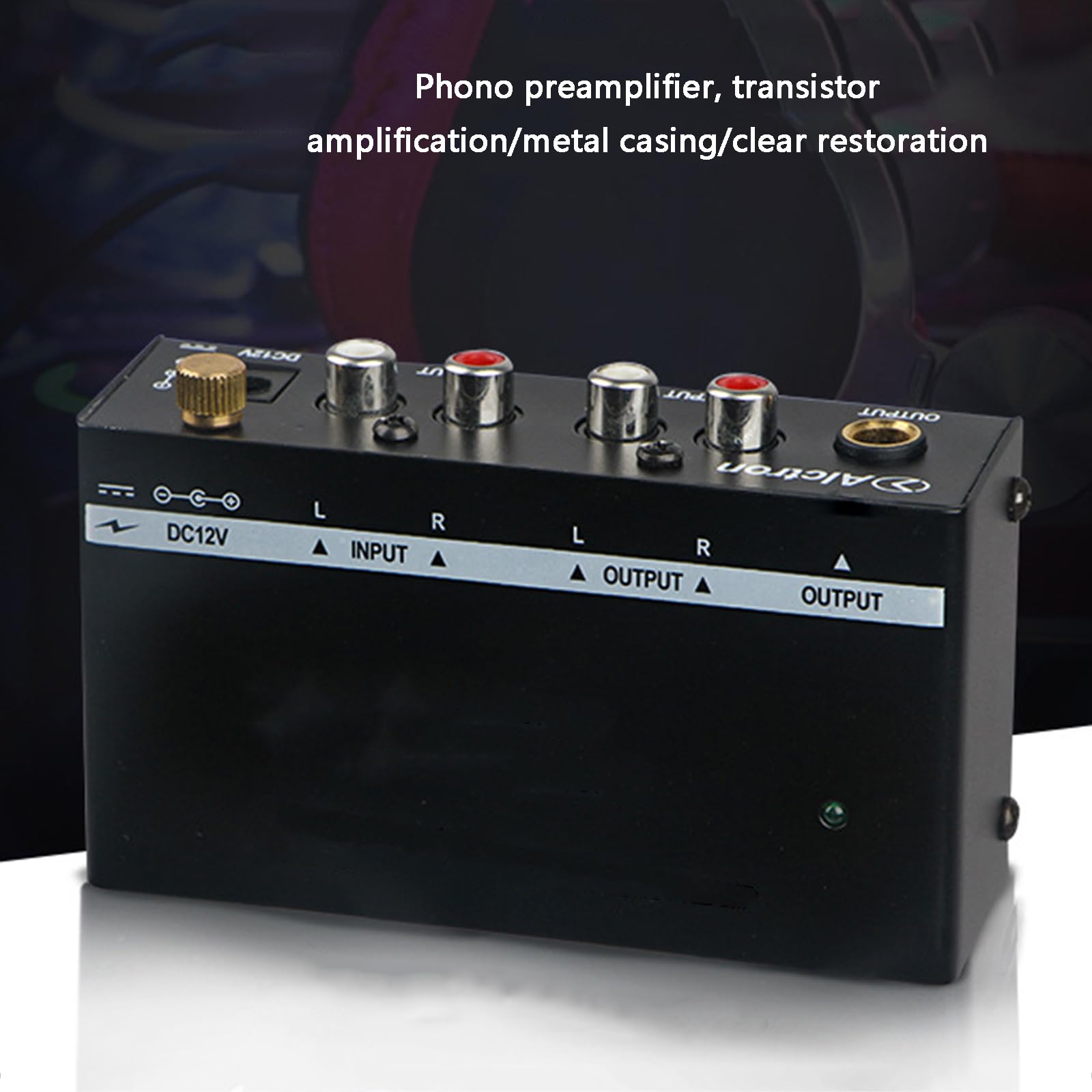 Preamplificatore Phono, Amplificatore Giradischi MM, con Ingresso/Uscita RCA, Preamplificatore Stereo Audio Elettronico, per Giradischi, Altoparlante Stereo Domestico, Alimentato da Adattatore 12 V