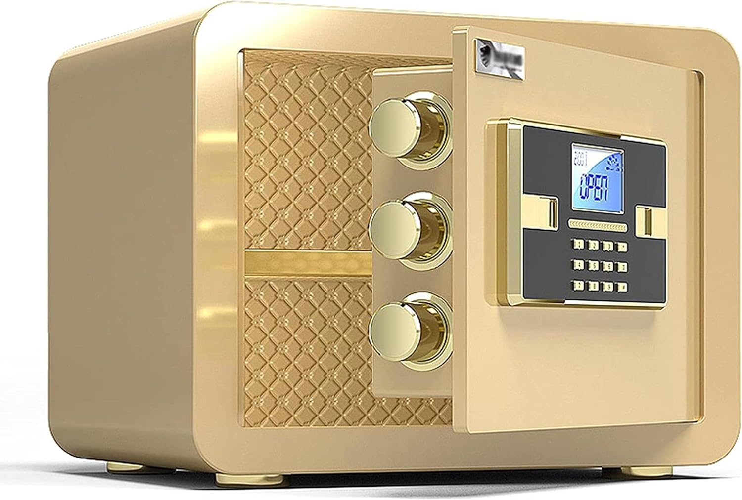 Elektroniczny sejf stalowy sejf domowy mały mini sejf szafka wysokość 25cm/30cm do domu i biura gotówka(Gold,35x25x25cm)