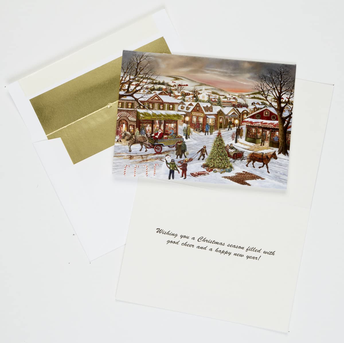 Jingle All the Way Weihnachtskarten, 15 Karten / 16 foliengefütterte Umschläge
