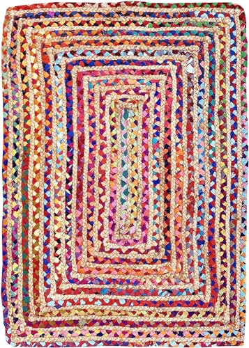 RUGSZONE®️Aleen Bohemian Cotton/Jute Rug Handmade Country Cottage...