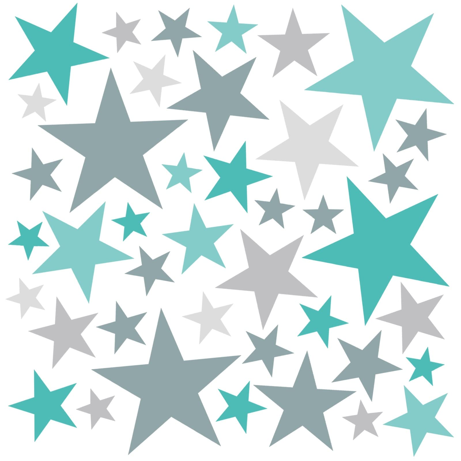 WandSticker4U®- [6 fogli, 148 pezzi] Adesivi murali bellissimicon STELLE verde/turchese pastello, Adesivi stelle cameretta per mobili pareti decorativi I Decorazioni camera da letto bambini neonato