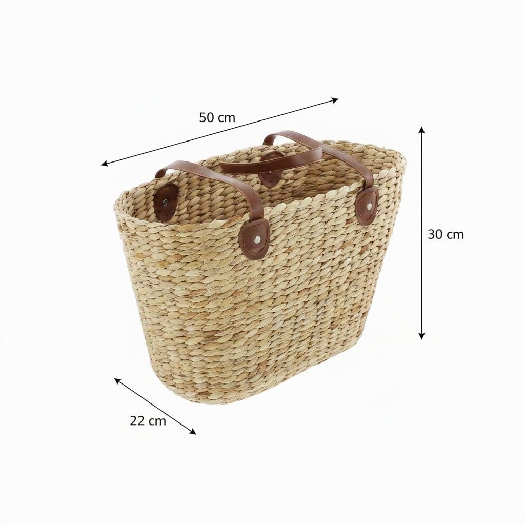 FRANK FLECHTWAREN Shopper, Einkaufstasche Naturoptik, 50 x 22 x 30 cm, GH 48 cm