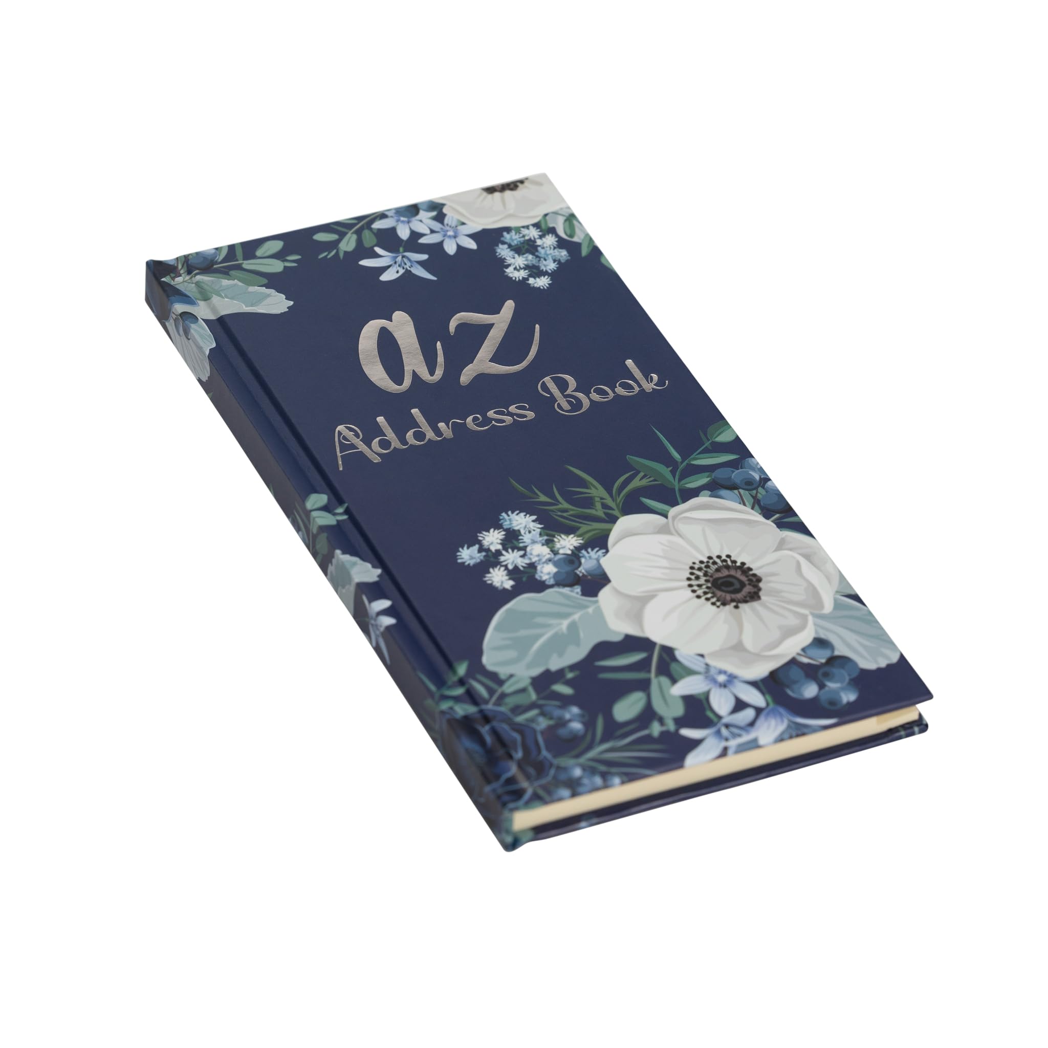 Telephone Address Book A-Z Index Hard Back Cover Slim, Navy Flowers - Image 3