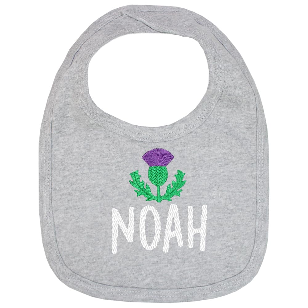 TeddyT's Personalised Scottish Thistle Baby Bibs (Grey)