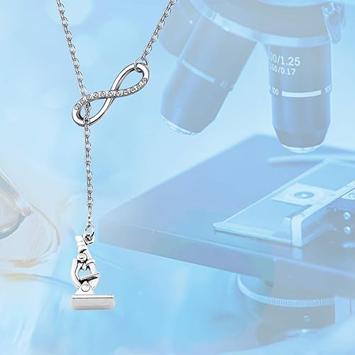 Miniatura 5 de FUTOP Science Gift Biologist Science Jewelry - Collar con microscopio de ADN y Lariat y regalo para científicos, químicos
