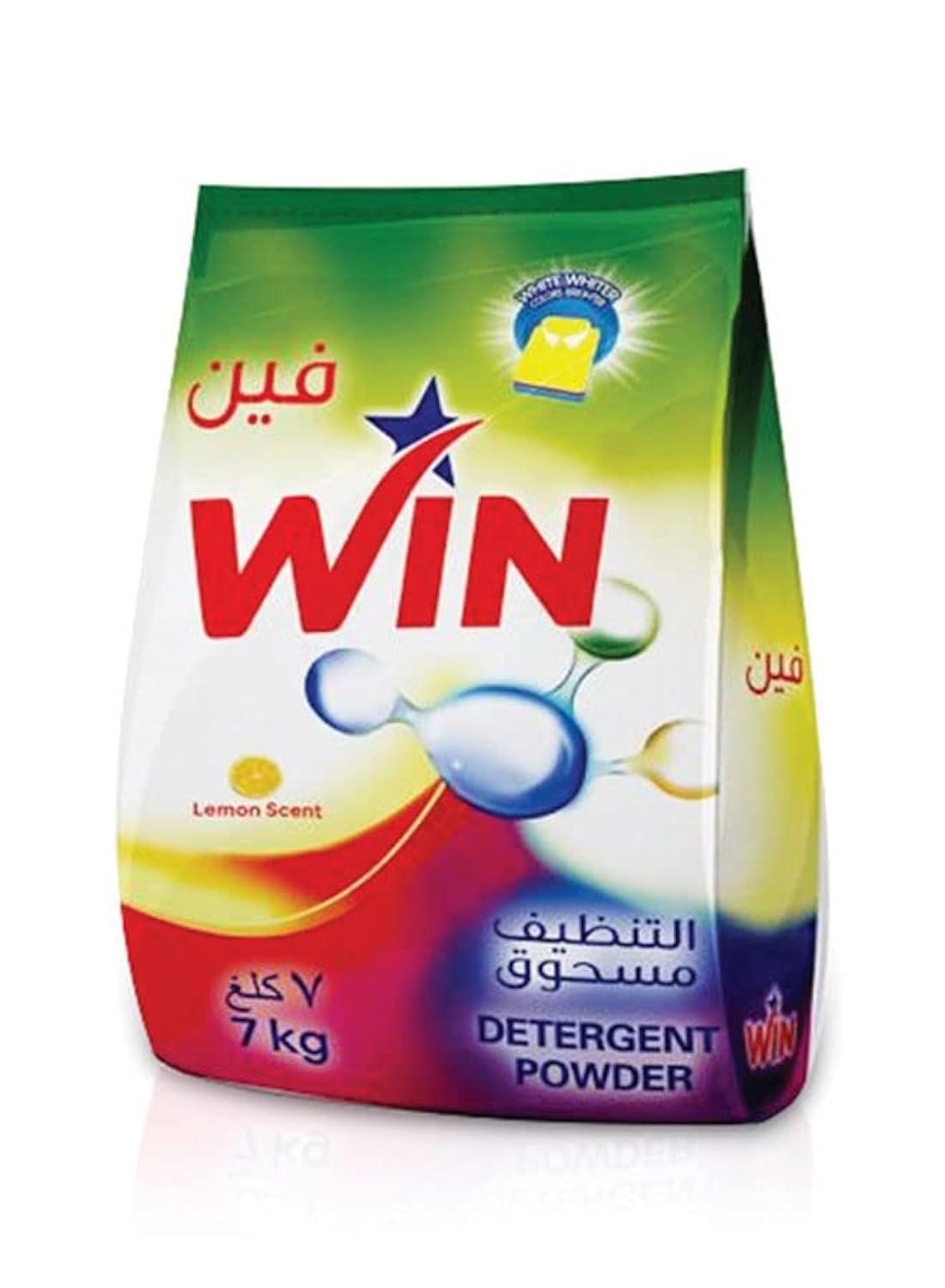 WiN Superior Laundry Detergent Washing Powder for White and Coloured Clothes - Lemon Scent 7KG