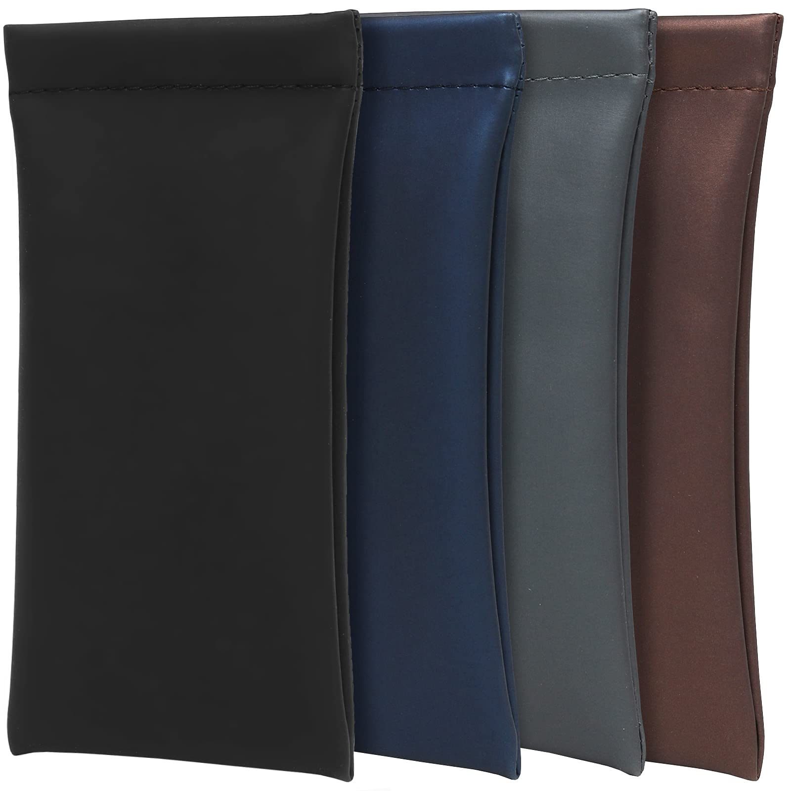 Success Eyewear Glasses Case Squeeze Top Sunglasses Sleeve Pouch Leather Case Soft Slip in Eyeglasses Holder (4 Pack)
