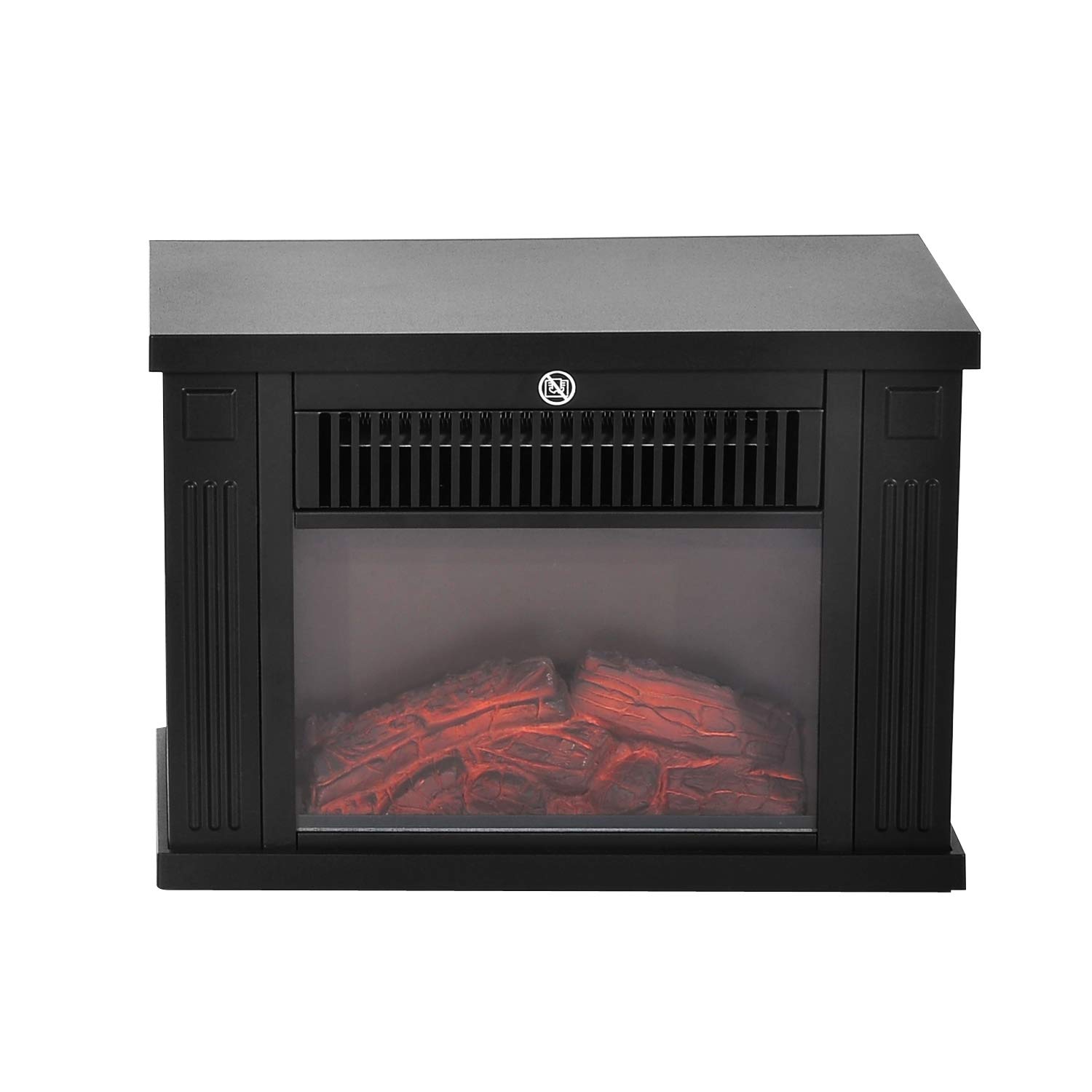 HOMCOM Camino Elettrico da Tavolo con Effetto Fiamma, Caminetto Elettrico da Terra con Potenza Regolabile 600/1200W, Temperatura Regolabile, Copertura 10-15m², Nero