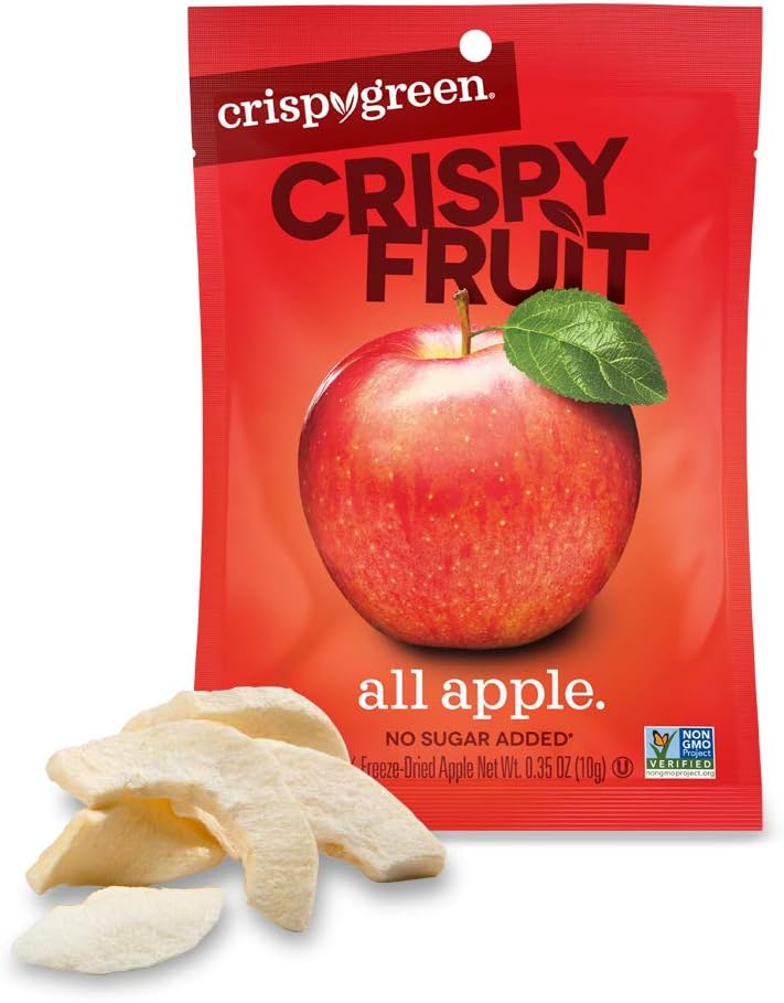 Crispy Green Freeze-Dried Fruits, Non-GMO, Gluten Free, No Sugar Added, Fruit, Apple (12 Count of 0.35 oz Packets), 4.2 oz (Packaging May Vary)