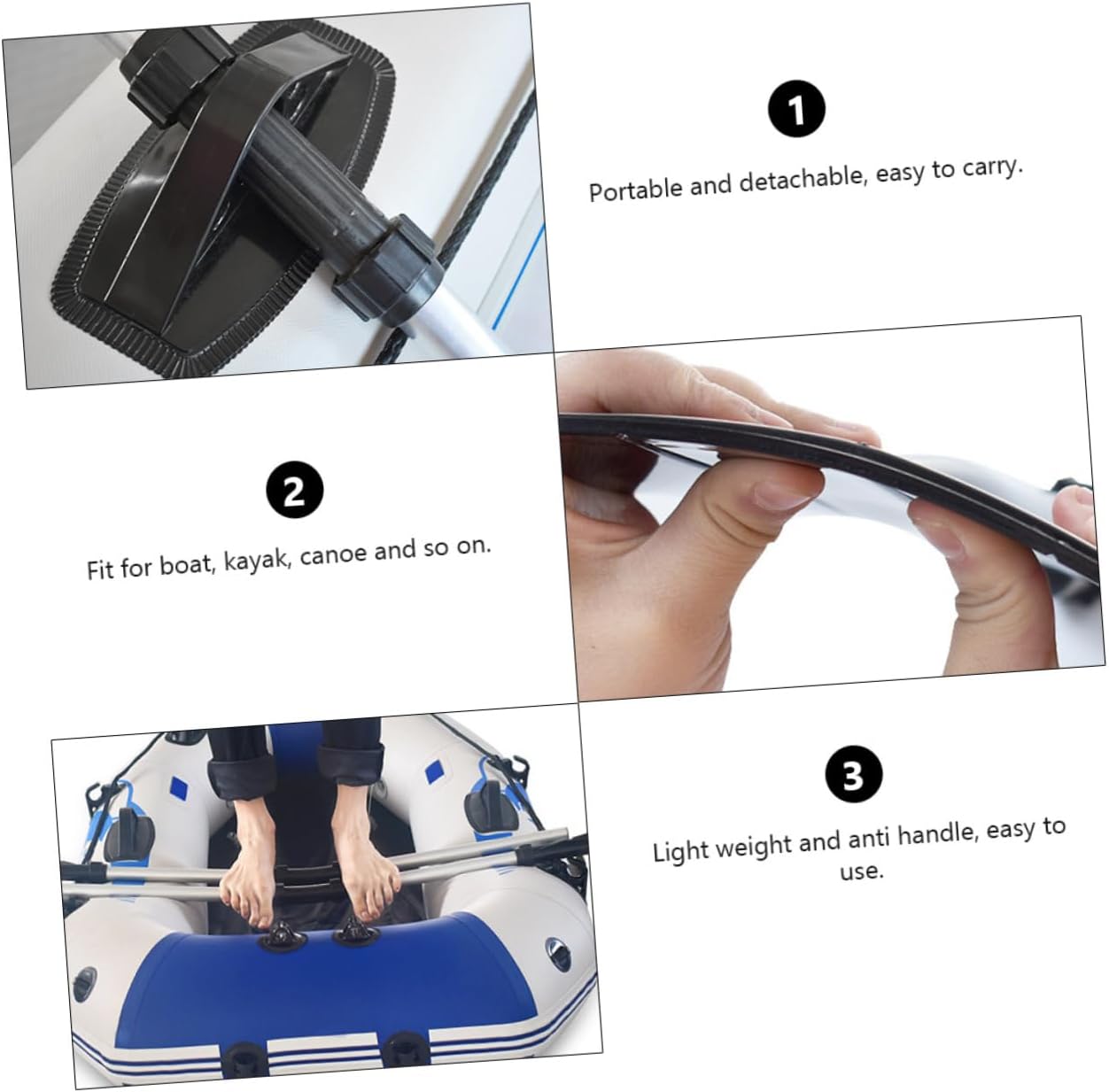 BESPORTBLE 2Pairs Detachable Aluminum Alloy Kayak Oars Lightweight and Durable Boat Paddles for Kayaking for Water Sports and Outdoor Adventures