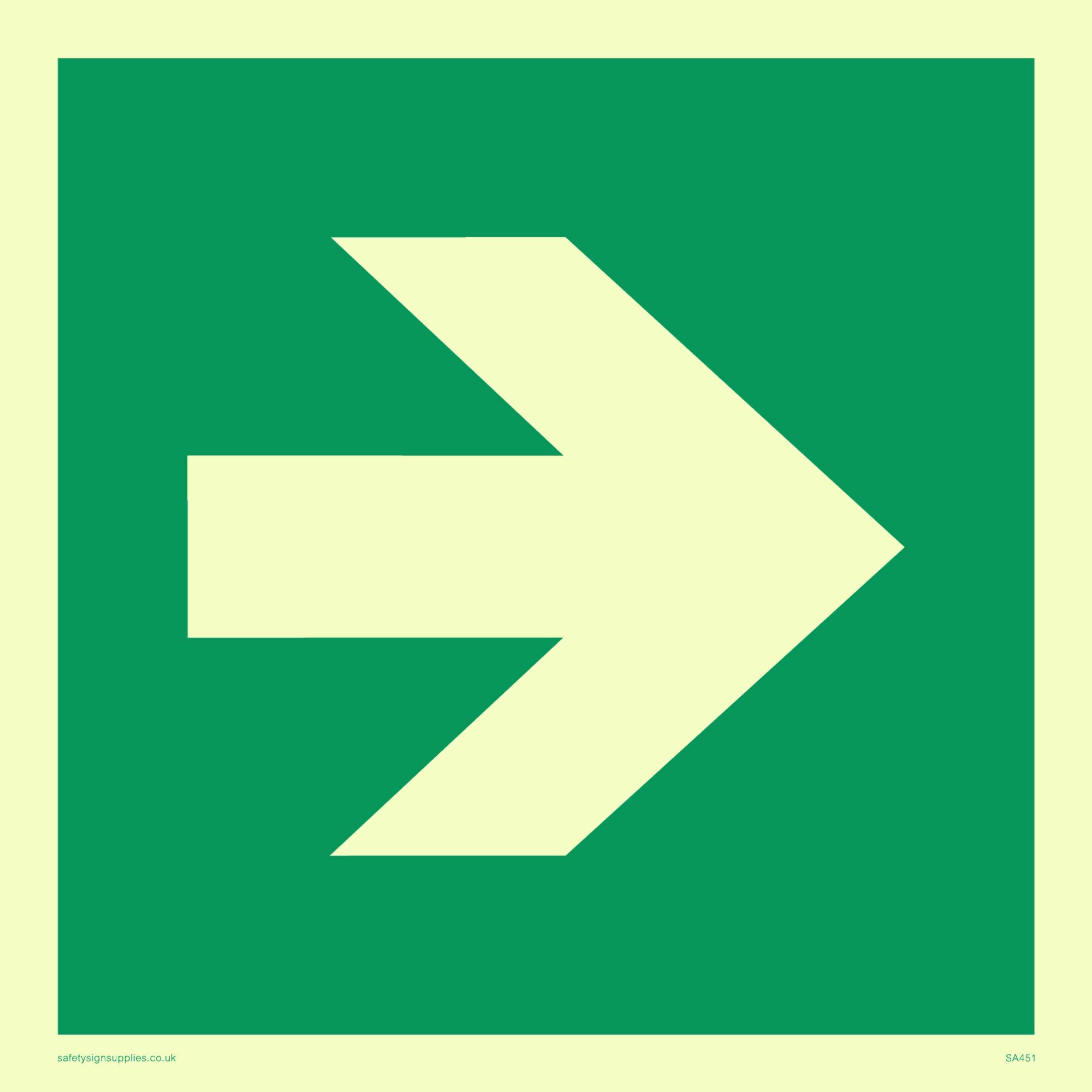 Viking Signs SA451-S15-P Right Arrow Symbol Only Sign, Semi-rigid Photoluminescent Plastic, 150 mm H x 150 mm W