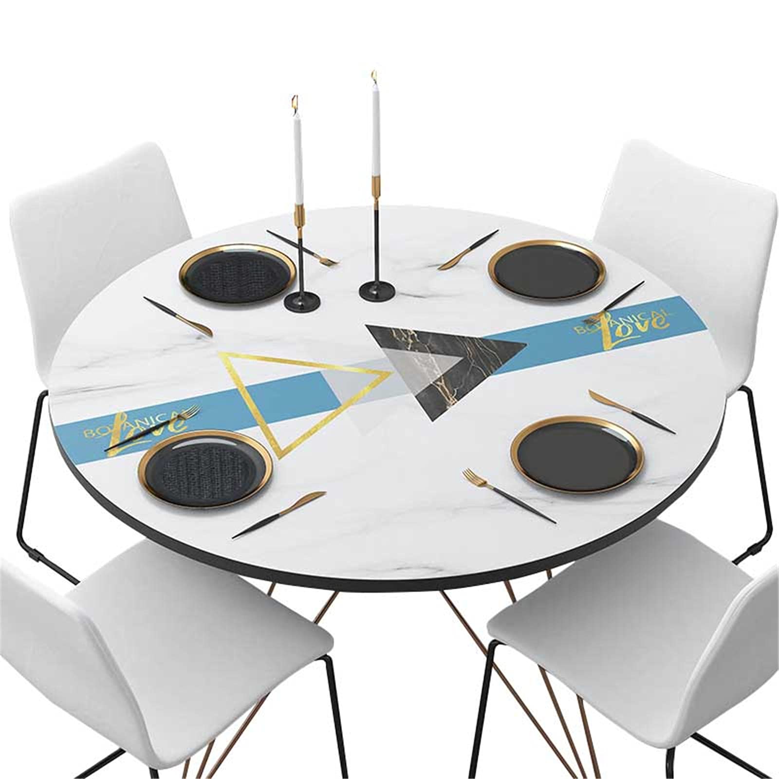 TFGAJKKKKK Oilcloth Tablecloth White Leather Round Waterproof Tablecloth Modern Marble Texture Wipeable Outdoor Tablecloth